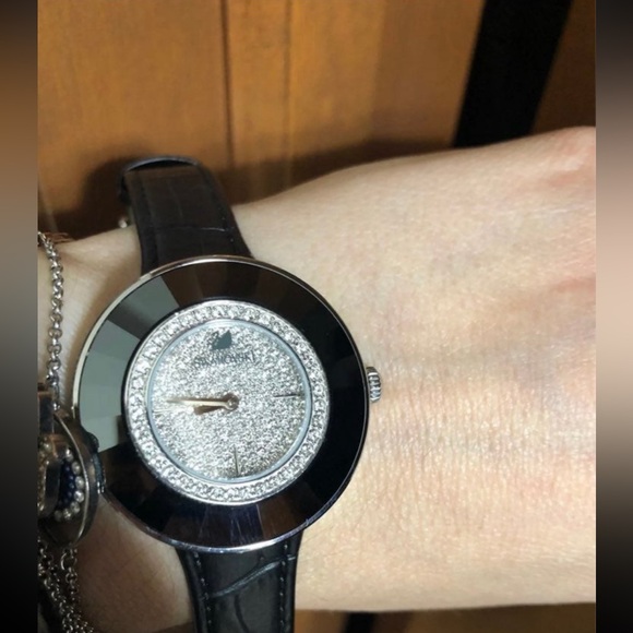 Swarovski Accessories - Swarovski Women's 5080506 Octea Crystal Black Leather Watch